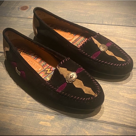 Aztec Western Boho Suede Hush Puppies Loafers Sz 8.5 - Picture 12 of 12